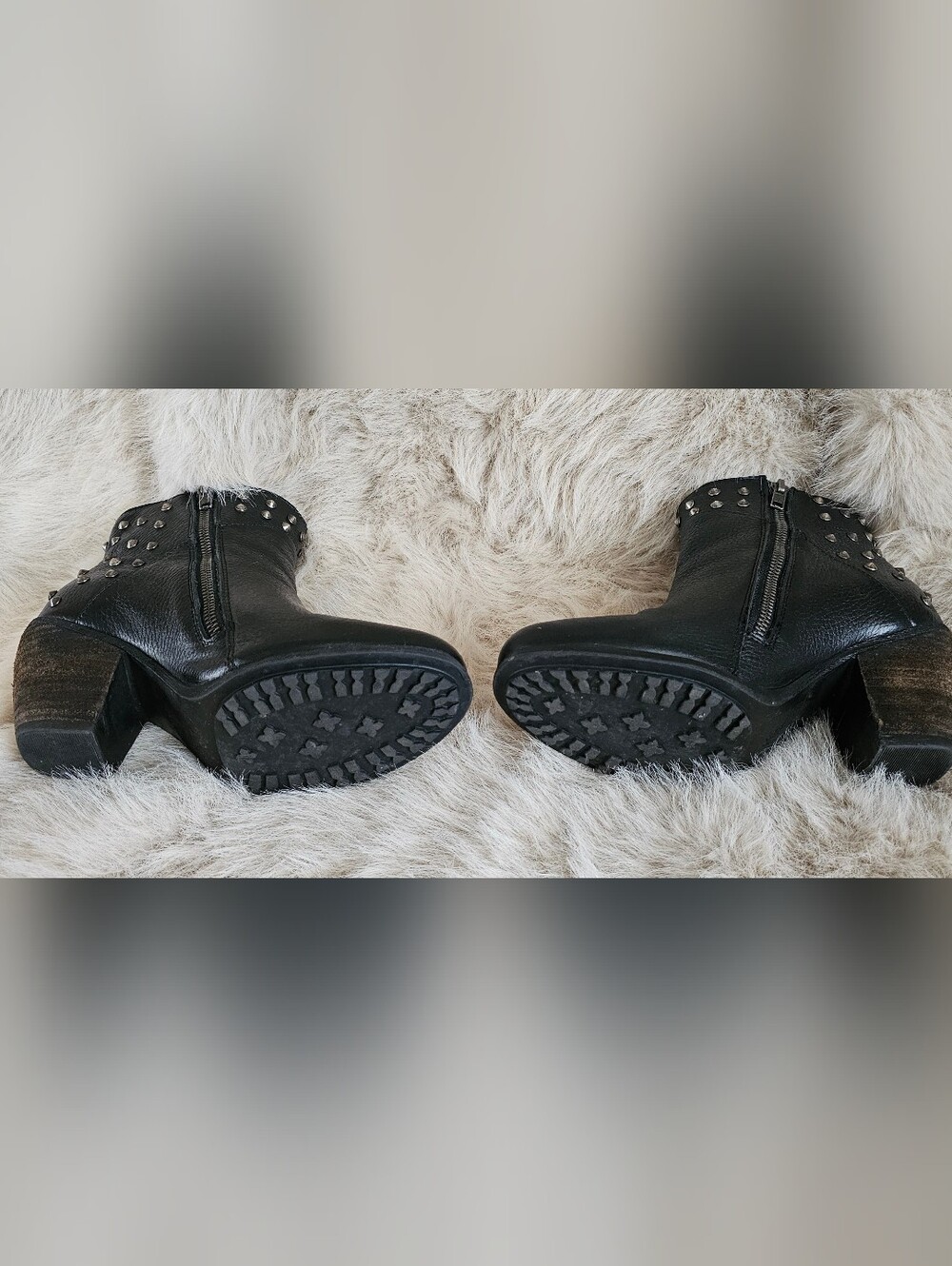 Harley-Davidson Black Leather Studded Zip Ankle Boots - Picture 5 of 8